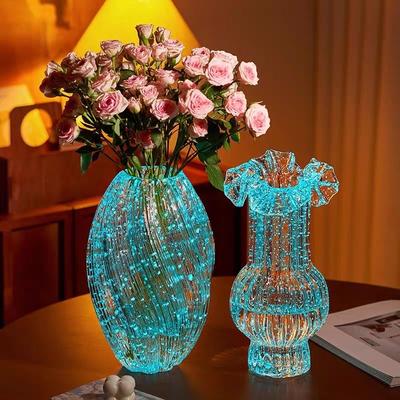 Leuchtende Glasvase, Minimalistische Blumenvase für Trockenblumen, Kreative Wohnkultur