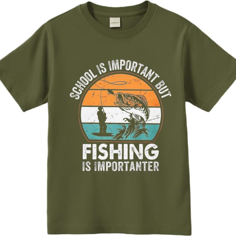 men brand tshirt Black summer Women t shirt School Is Important But Fishing Is Importanter Short Sleeve Printed ONeck tees