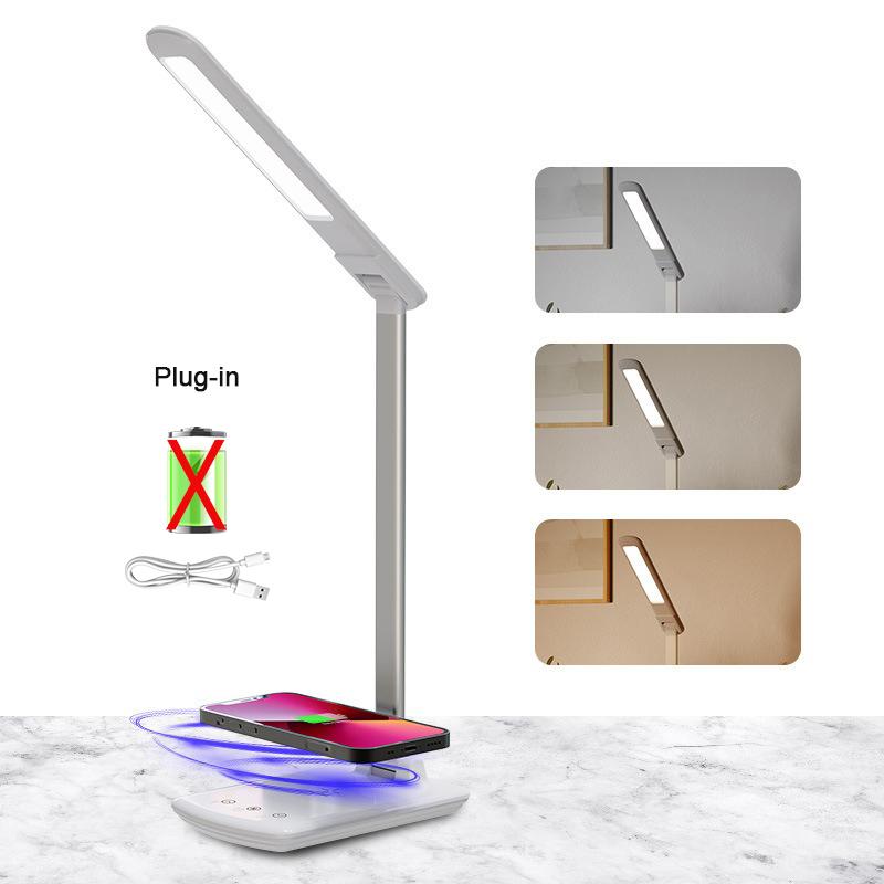 Smart Foldable LED Desk Lamp with Wireless Charger 3-Color Eye-Care Reading Light for Home Bedroom Study Office Decor Table Lamp