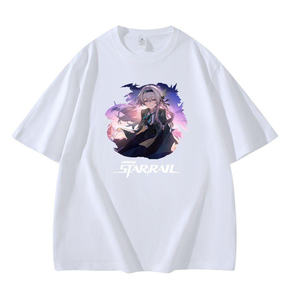 New Anime Honkai Star Rail Firefly Cosplay Printed Short Sleeve TShirt Casual Tee Fashion Vintage Shirts Versatile In Summer