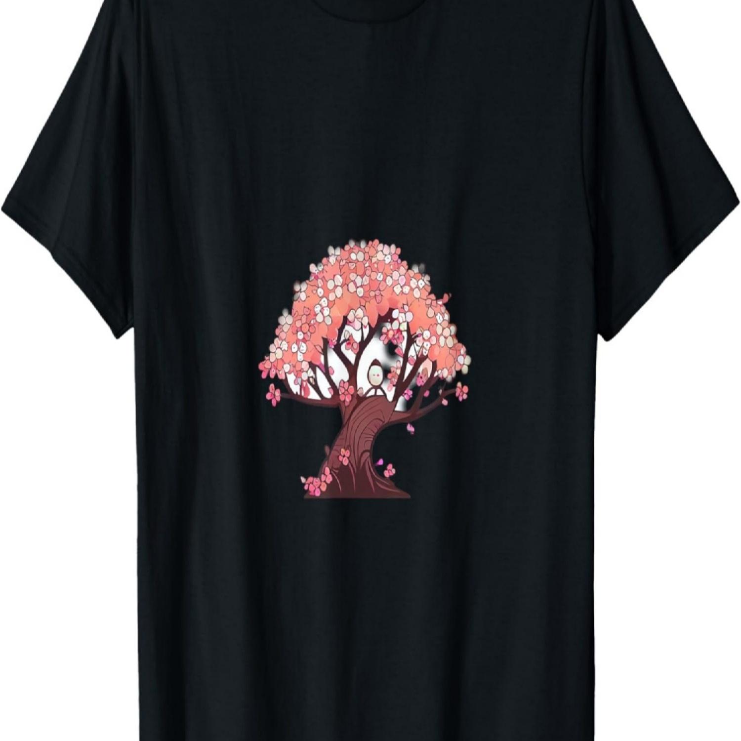 Kawaii Cute Cherry blossom flower tree with bird T-Shirt S