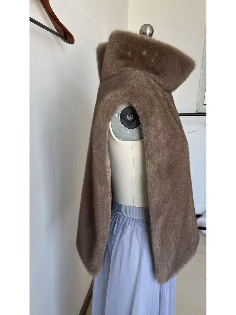 European & American Faux Mink Fur Vest: Women's Autumn/Winter Sleeveless Cape with Long Front & Short Back