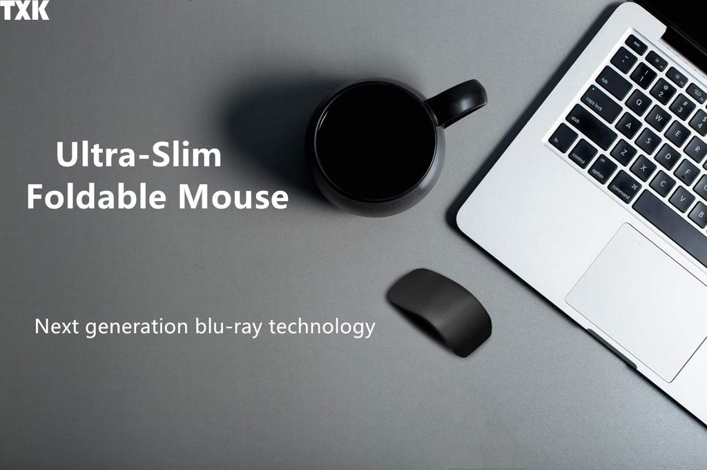 Slim and Portable 2.4GHz Foldable Wireless Mouse with Arc Optical Technology and Foldable Bluetooth for PCLaptops, Perfect for Home, Office, and
