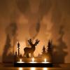 Weihnachtsbaum Deko Teelichthalter aus Holz Rentier(Schwarz)| Diwali Weihnachtsdekorationsartikel für Heimdekoration Wohnzimmer Büro