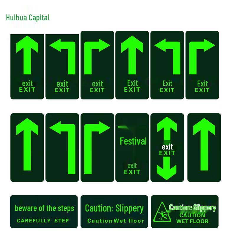 HUIHUADU Fluorescent Fire Safety Exit Sign (10-Pack)