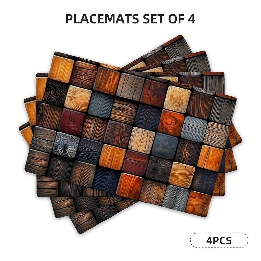 [Vintage Table Mat] 4/6pcs Vintage Oil Painting Table Mat Set | Popular Home Placemats, Festive Seasonal Country Style Washable Table Mats