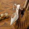 2025 Women's Mid Heel Sandals Pointed Women's Stiletto High Heels Bareback Casual Slippers Wedding Bride Sandalias Mujer