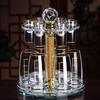 Handun Gold Rim Glass Barware Set with Rotating Rack