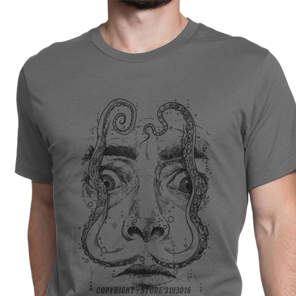 Octopus Dali TShirt Men Salvador Surrealism Painter Portrait Artist Vintage Cotton Tees Camisa T Shirts Hallowmas Tops
