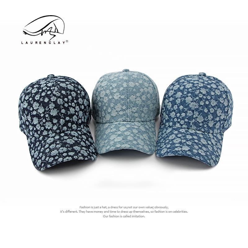 

Fashion denim hat women s casual versatile cap personalized jacquard small floral hardtop baseball cap tide Adjustable світло-синій колір