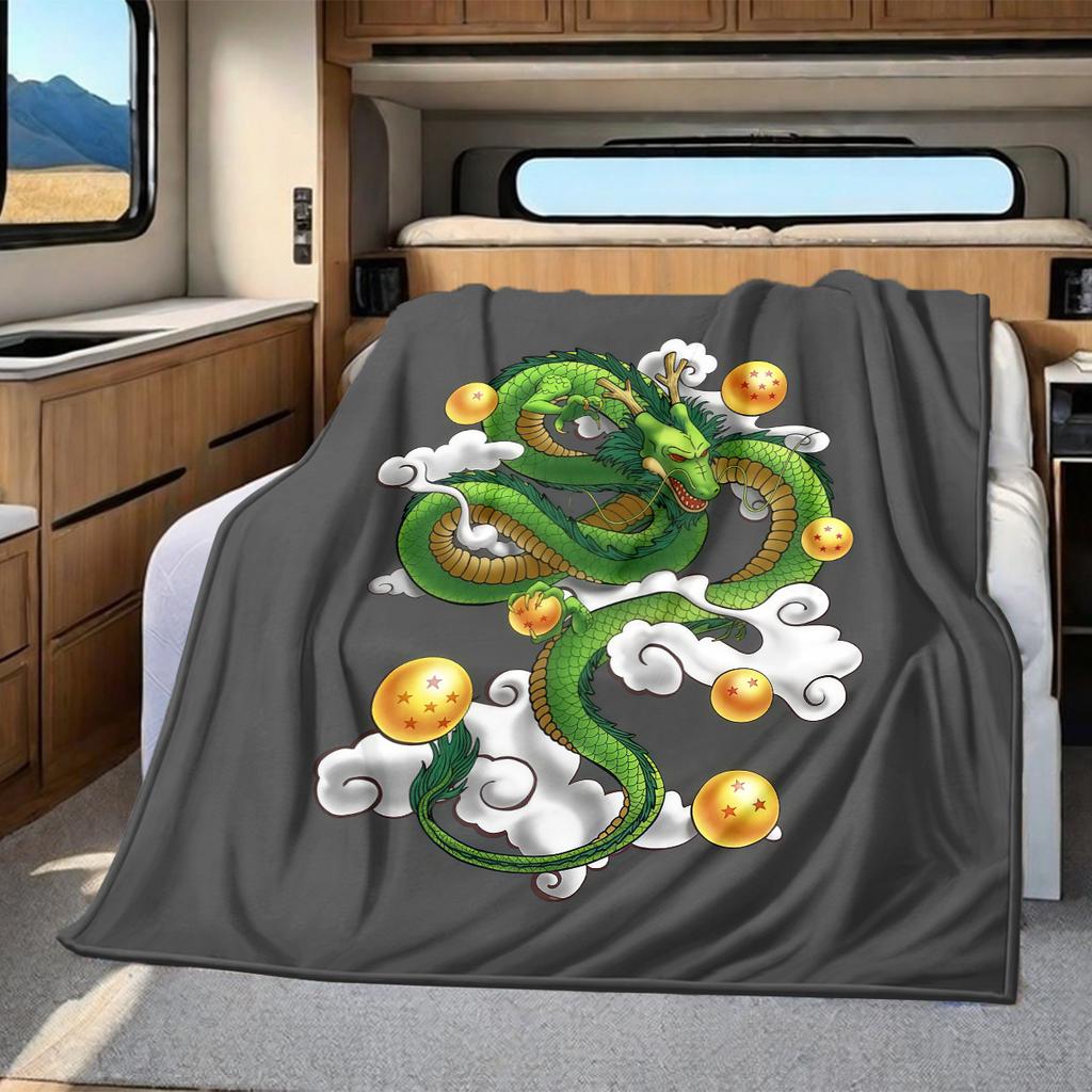 1PC Shenron  Print Flannel Blanket, High quality All Seasons, Home Decor, Warmth and Comfort, Perfect for Christmas Gifts