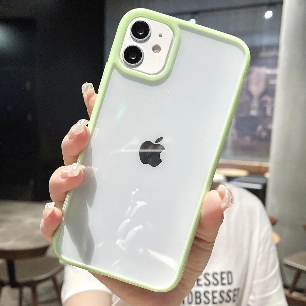 Colorful Bumper Shockproof Trasparent Phone Case For iPhone 15 14 13 12 Mini 11 Pro Max XR X XS 8 7 Plus SE2022 Clear Back Cover
