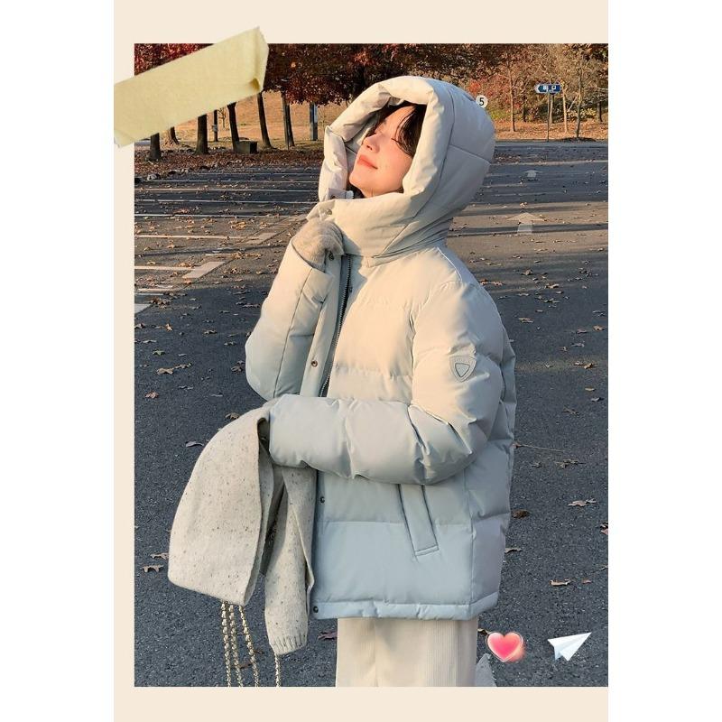 Winter Short Down Jacket Women Loose Fit Thickened Warm Puffer Coat Casual Parka
