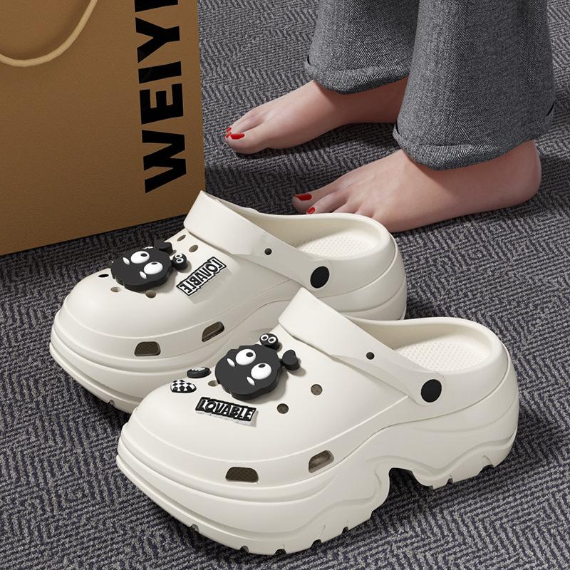 7.0CM small man height-increasing thick-soled hole shoes summer beach slippers can be worn outside high-end cool slippers women's models
