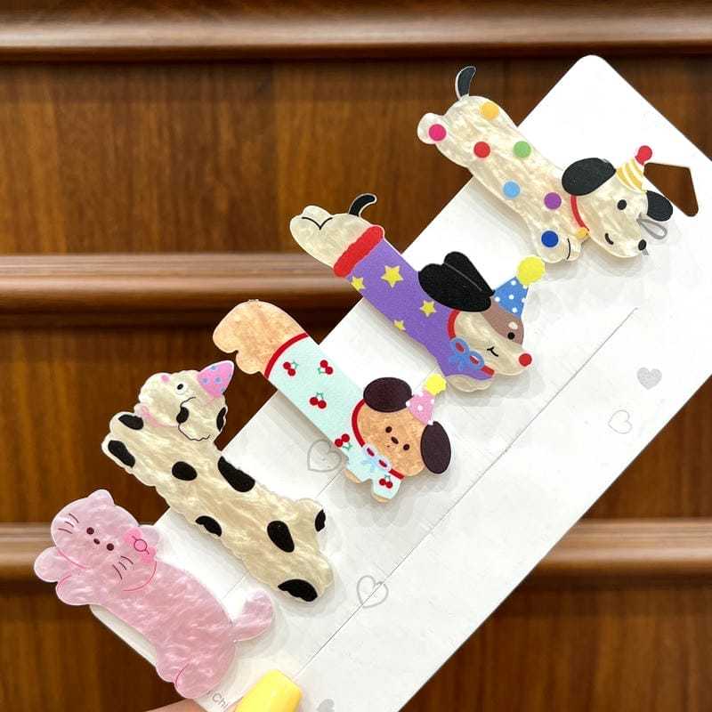 1PC Cute Cartoon Puppy Cat Hairpin Female Side Clip Ins Headgear Hair Accessories High-end Duckbill Clip Summer Hairpin