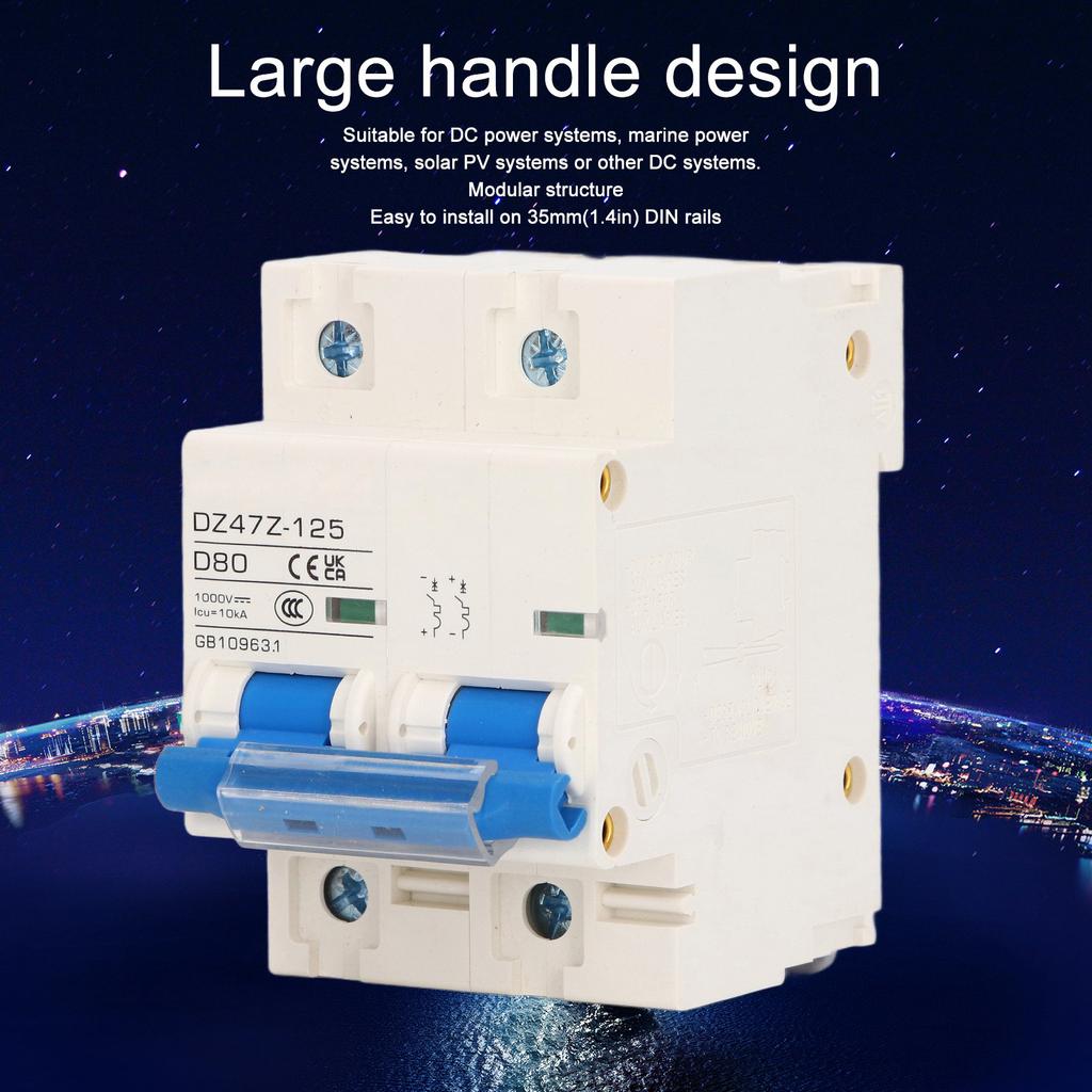 2P   Circuit Breaker 10KA Breaking Capacity Solar PV System Small Circuit Breaker 80A  1000V