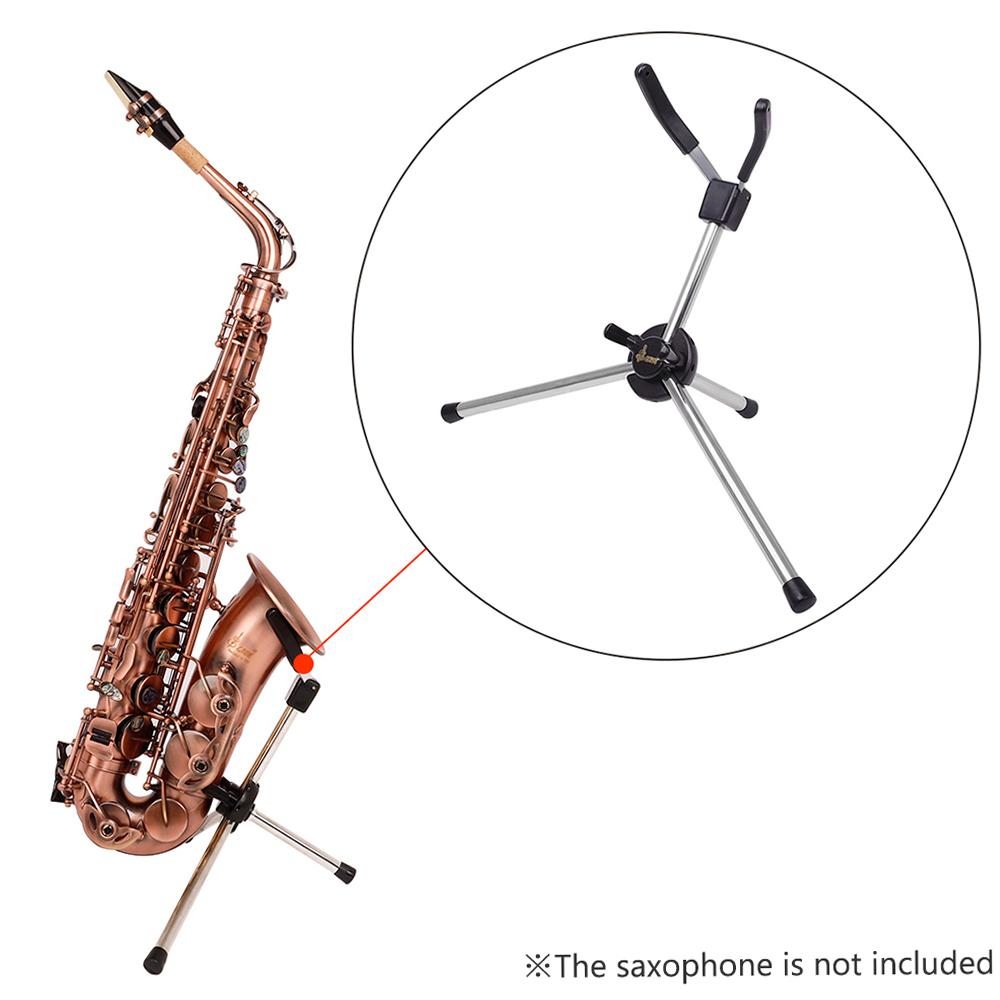 Foldable Saxophone Stand Portable Alto Sax Metal Floor Stand Holder Aluminum Alloy with Carry Bag