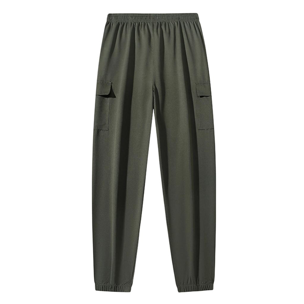Męskie spodnie cargo joggery slim fit ze sznurkiem i elastyczną talią, wielokieszeniowe spodnie casual