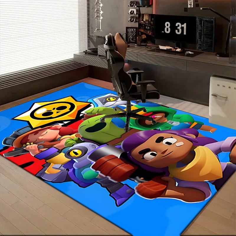 1PC Brawl Stars Rug for Livingroom,Bedroom, Palyroom, Chair Rug, Area Rug, Game Carpet, Large Size Rug Fan Christmas Gift