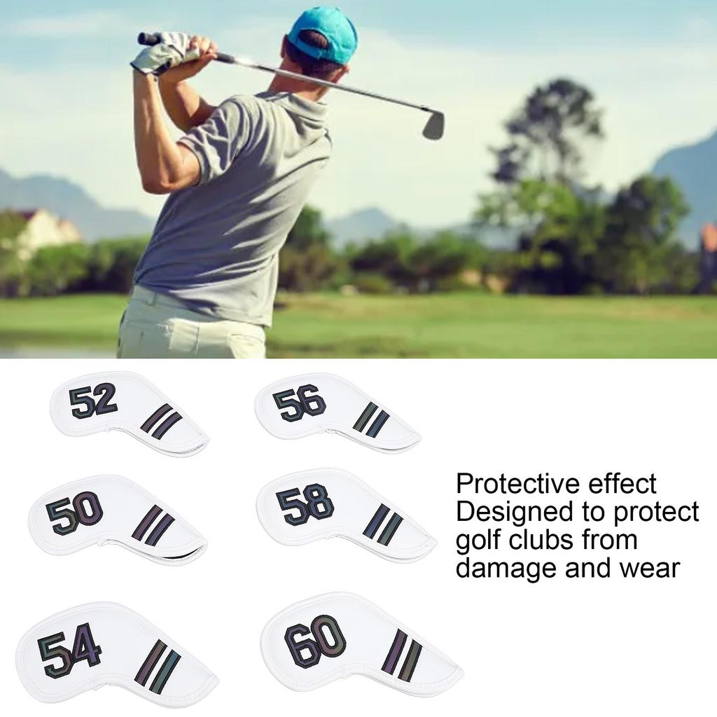 6PCS Golf Club Head Covers PU Leather Abrasion Resistant Clear Numbers Golf Iron Covers Set for Golf Course