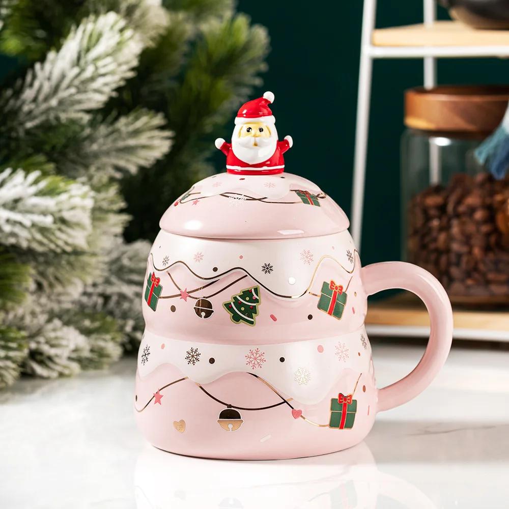 450 ml Leuke Kerst Koffie Mok Met Lepel Keramische Astronaut Vorm Melk Koffie Cup Festival Dárek Kerstman Thee Cup Nordic Mok