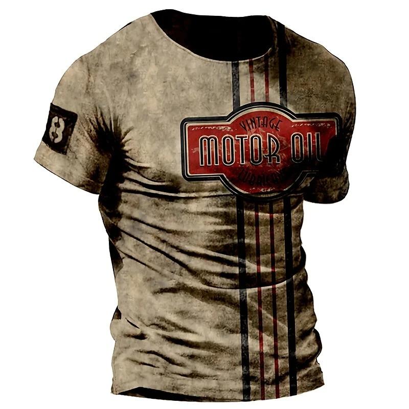 Men Vintage Motorcycle 3d Print Casual Short Sleeve Loose Oversized T-shirts for Men Sweatshirt Men's Top Clothing