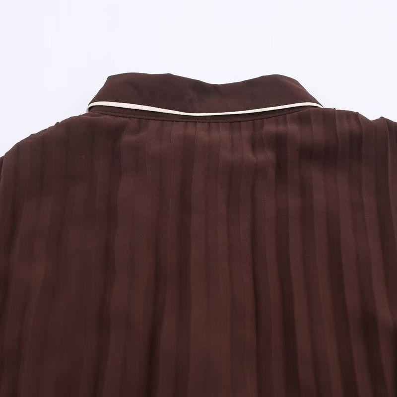 Kaslead New Women clothes Western Style Fashion With Belt Pleat Midi Dress 4387225