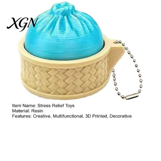 Bag Hanging Toy 3D Printed Dumpling Squeeze Keychain, Stress Balls with Steamer, Cute Anxiety Relief Toy, Soft Decompression Dough Dough, Simulation