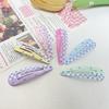 4.8cm Cute Hair Clip with Painted Heart and Plaid Pattern BB Clip Small Hairpin Side Clip Bangs Clip Fine Hair Clip