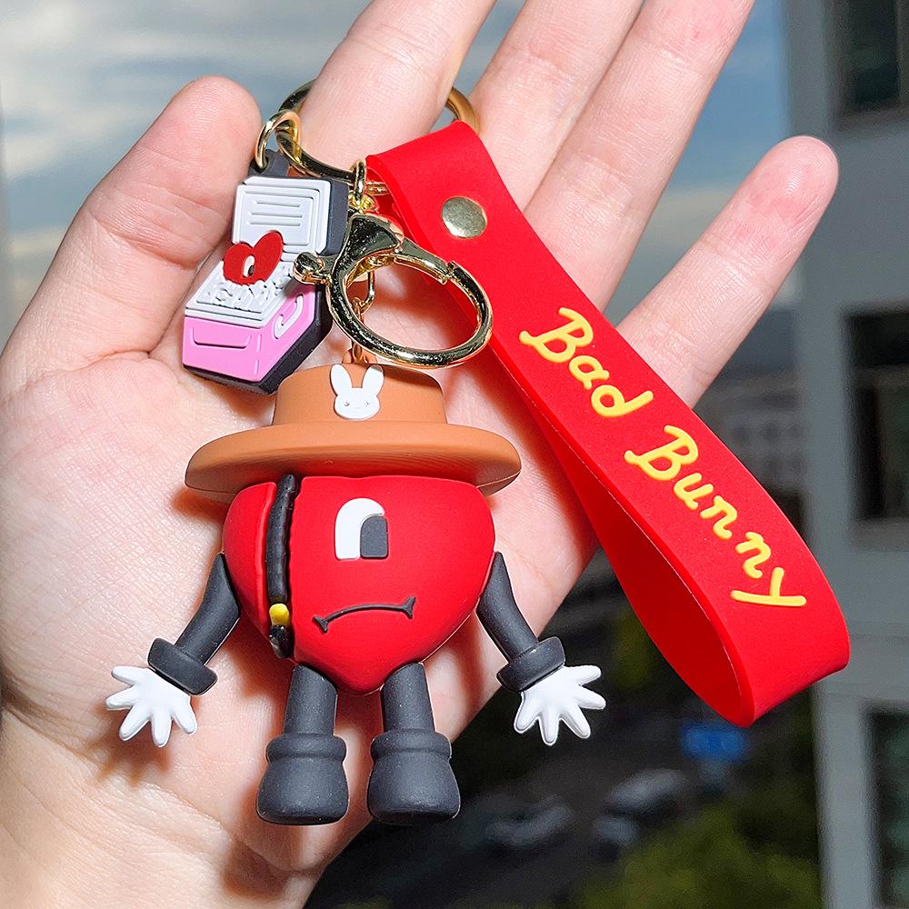 Charming Bad Bunny Soft Rubber Keychain: Cute, Personalized Pendant