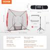 7x7 Ft Baseball Softball Practice Net, Portable Baseball Training Net for Hitting Batting Catching Pitching, Backstop Baseball Equipment with Bow