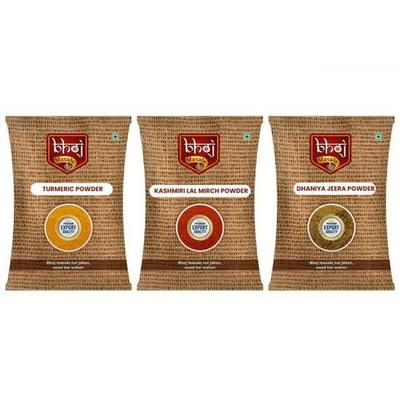 Bhoj Masale 300gm Combo Pack Dhaniya Jeera Powder, Turmeric Powder & Kashmiri Laal Mirch Powder (Each 100gm)