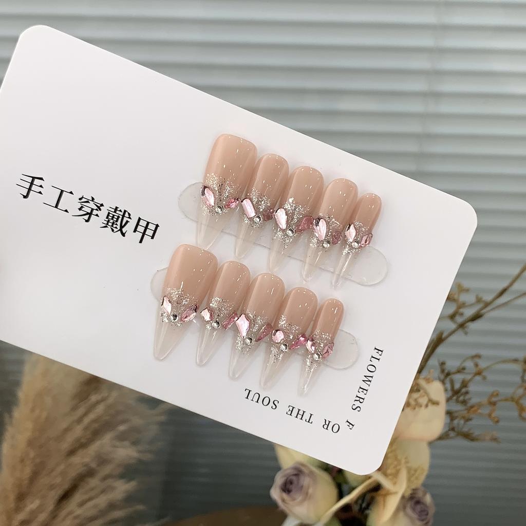 Ice-transparent Gradient Silver Crumb Thin Flash Peach Crumb Diamond High-end Powder Mist Holiday Patch Wear