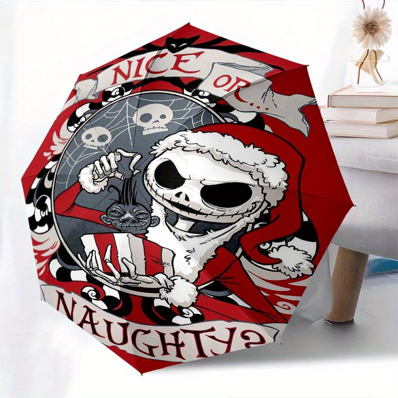 

Jack Skellington Nice Or Naughty Christmas Automatic Folding Cartoon Umbrella - 3 Folding Design, Vivid Cartoon Pattern, Suitable for Outdoo