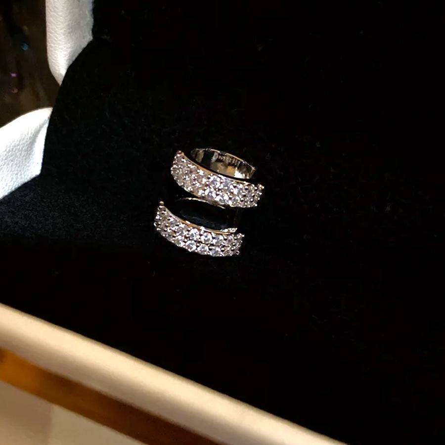 K real gold electroplated zircon three-layer round ear clip individual cold wind ear bone clip design sense niche earrings women