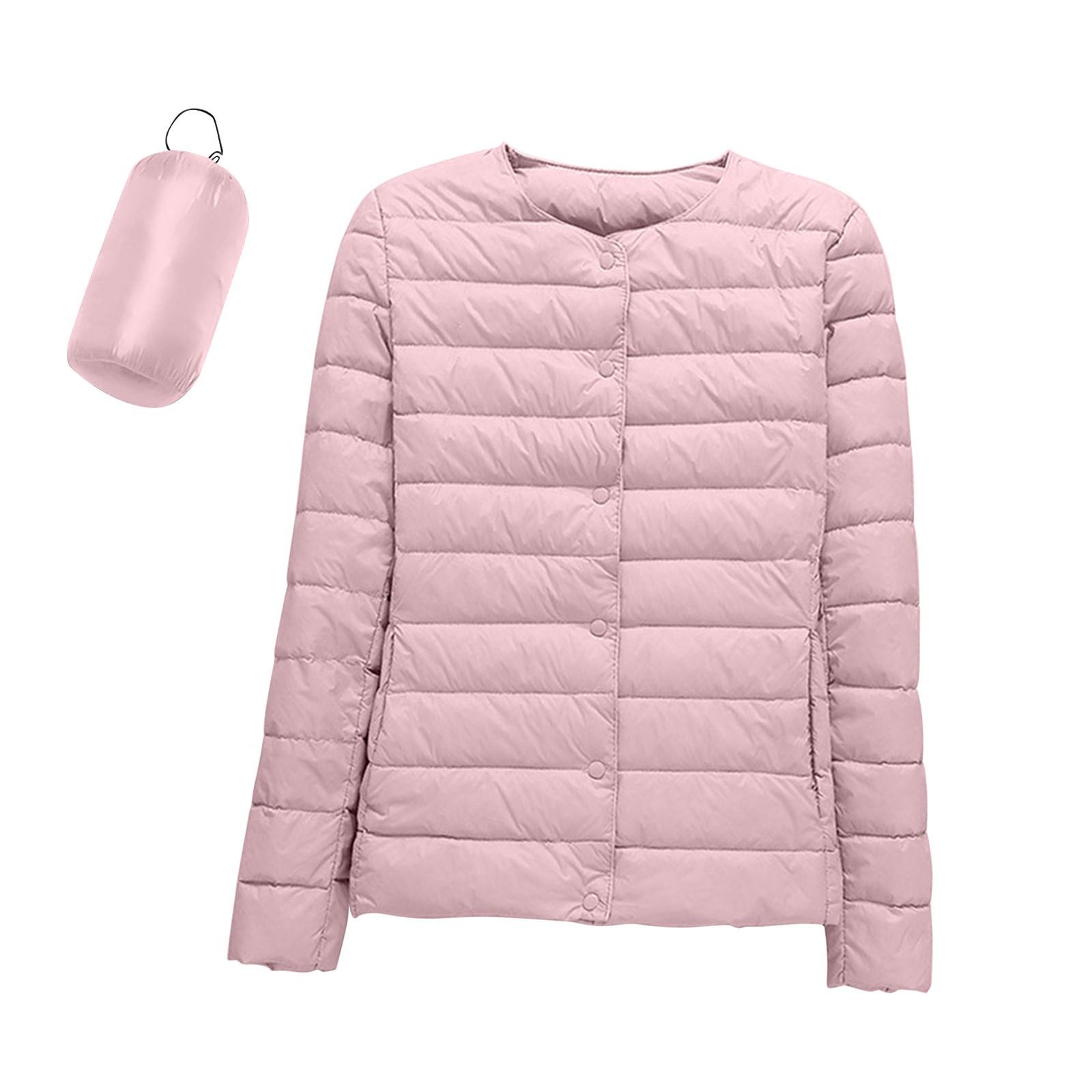 

Женская легкая пуховая куртка, однотонная, пуховая куртка с карманами XXL розовый