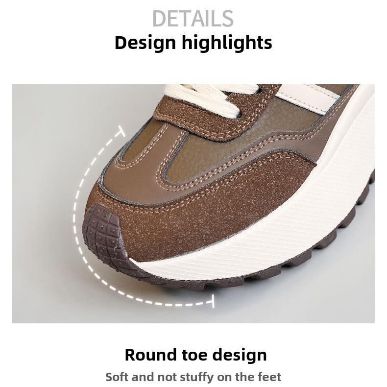 Pantofi de damă cu platformă de vară și toamnă. Înălțirea pantofilor de bord ocazional îmbinare pantofi sport din piele