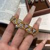 Italian Retro Cloth Style Full Diamond Hollow Bracelet Ring Earrings Premium Light Luxury Old Money Style Set