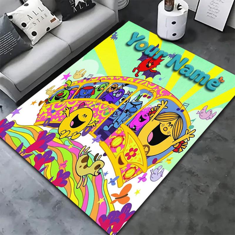 Mr. Men Little Miss Custom Name Carpet Rug for Living Room Bedroom Home Sofa Decoration,Kids play Non-slip Floor Mat