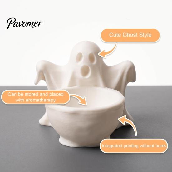 Decorative Ghost Figurine 3D Printed Storage Ornament, Cute Candy Bowl, Halloween Desktop Minimalist Home Decor Jewelry Holder, Creative Desk