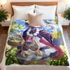 Cartoon Ellen Joe Flannel Blanket Cover Genshin Ganyu Keqing Soft Anime Blanket Multifunctional Decor Home Universal Blankets