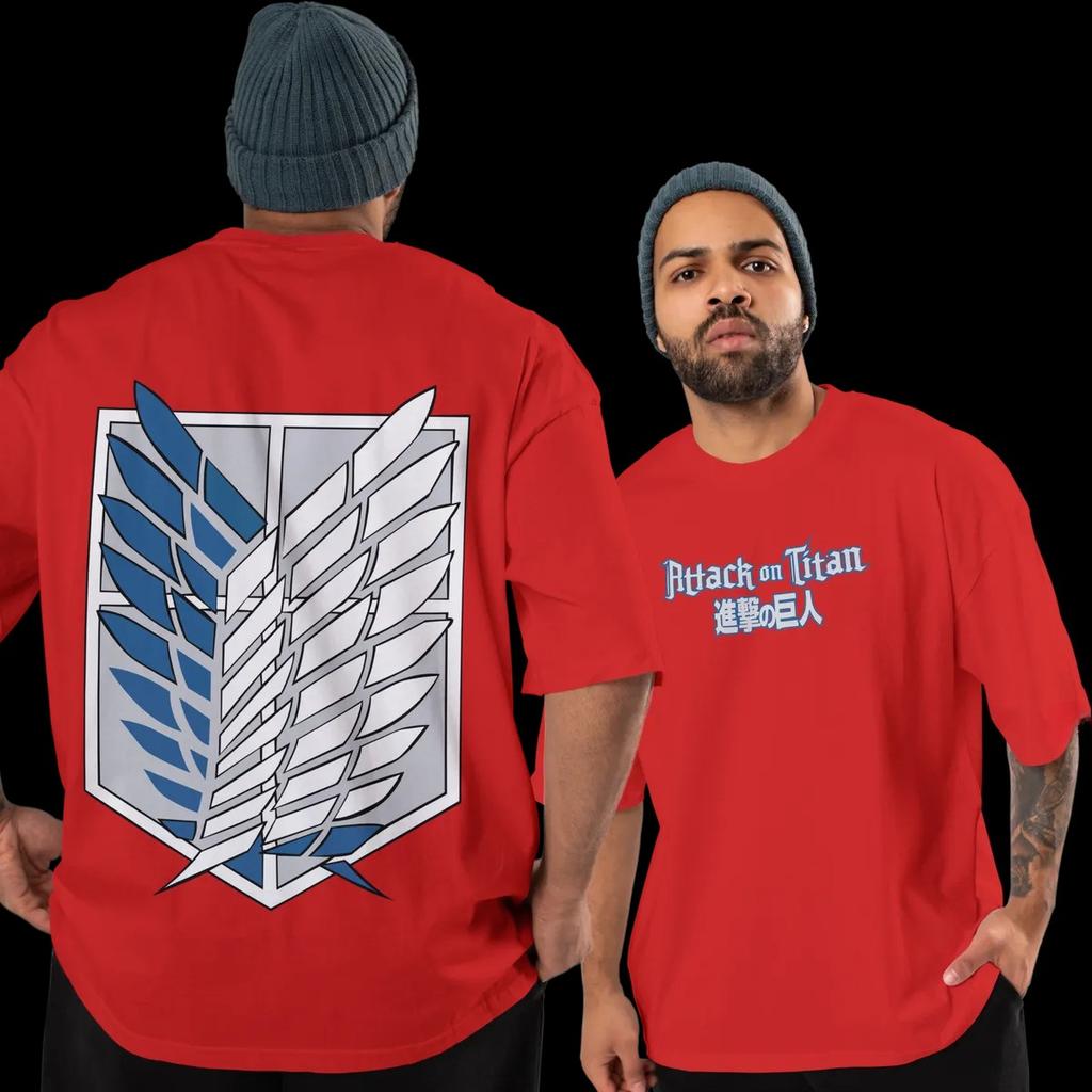 Attack on Titan TShirt Men Anime Survey Corps Wings of Freedom Graphic Tee Japanese Manga Streetwear Short Sleeve Oversized Top