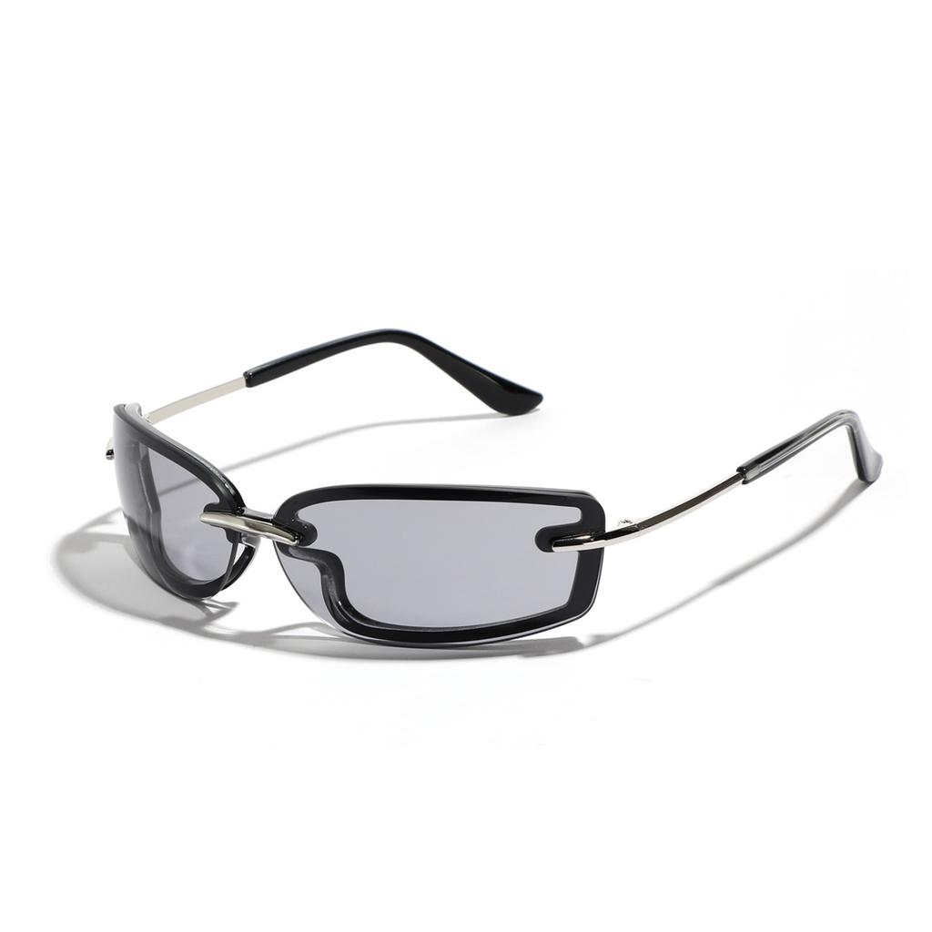 Glasses Square Candy Color Futuristic Sunglasses Women'S Semi-Metallic Dopamine Wearing Sunglasses
