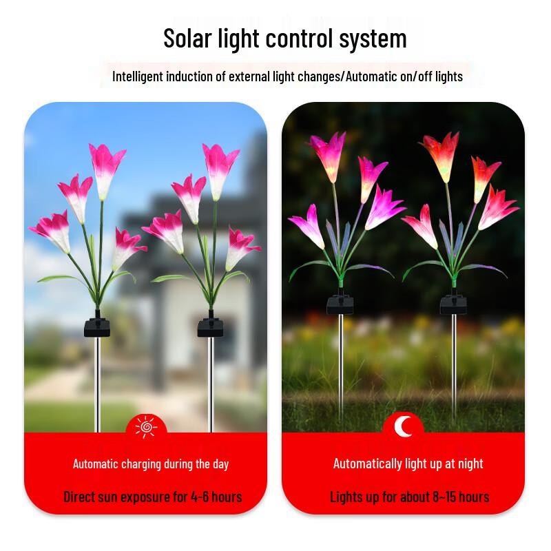Solar Powered Lily Flower Garden Stake Lights