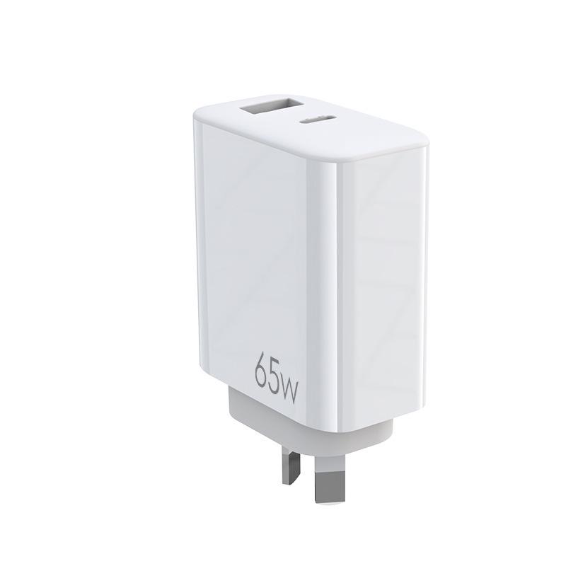 SAA-zertifiziertes 65W Galliumnitrid Typ-C Ladegerät 20V 3,25A, 15V 3A, Australischer Standard PD65W.