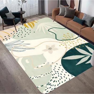 Modern Abstract Area Rug Geometric Foliage Design Home Decor Carpet Soft Non-Slip Floor Mat for Living Room Bedroom