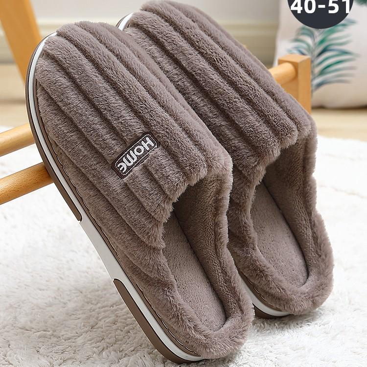 Men's Plush Non-Slip Indoor Slippers - Warm Winter Cotton with Thick Soles
