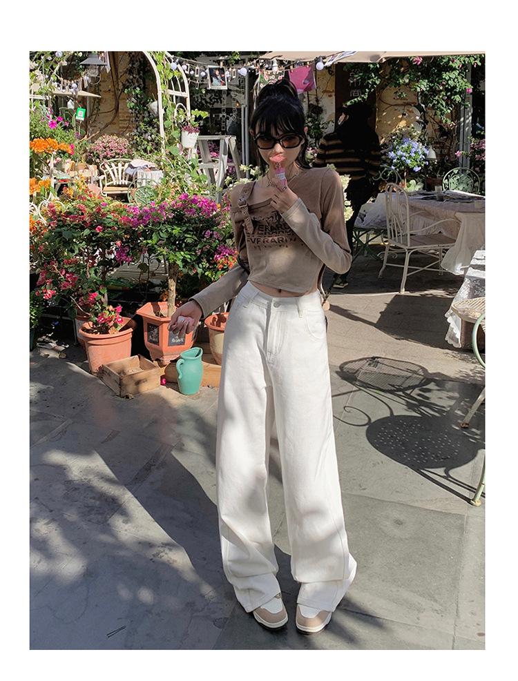 Damen Weiße High-Waist Wide-Leg Jeans - Frühling 2025 Trend: Schlankmachend, Bodenlang, Allround-Stil