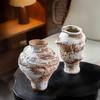 Wabi-Sabi Retro Ceramic Vase for Living Room or Tea Room – Vintage Chinese Style Flower Arrangement Ornament