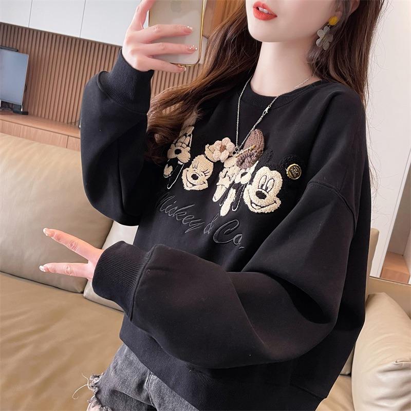 Women Casual Loose Long Sleeve Cropped Trendy Pullover Sweatshirt